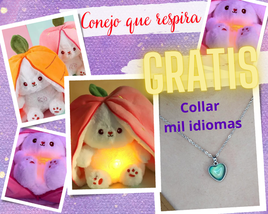 PELUCHE QUE RESPIRA FRESA🍓Y ZANAHORIA 🥕+ COLLAR DE REGALO🎁